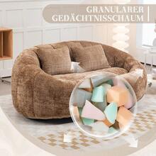 Bean Bag Sofa - Beige Chenille, Comfortable Accent Chair For Home And Outdoor Use - 咖啡棕 - 查看 3