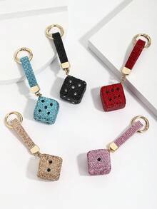 Hot-Selling New DIY Handmade Cute 3D Rhinestone Colorful Dice Keychain, Creative Rhinestone Dice Car Key Book Bag Pendant, Mother's Day Gift, Gift For Girlfriend, Bag Decoration Charm, Holiday Creative Gift, Event Gift, Suitable For Daily Use - Multicolor - View 2