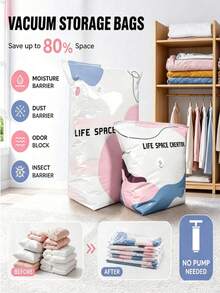 2026 Pump-Free 3D Vacuum Storage Bag, 80% Compression Rate, Extra Large Capacity 3D Roll-Press Vacuum Bag, No Pumping Required Sealing Bag, Upgraded Large Capacity Storage Compression Bag, Suitable For Bedding, Clothing, Blankets, Giant Bedding, Travel Storage Cubes, Vacuum Storage Bag - Multicolor - View 4