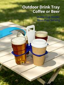 Foldable 4-Cup Beverage Carrier, Portable Coffee/Beer/Soda Cup Holder For Car, Camping, Takeout, Party - Multicolor - View 2