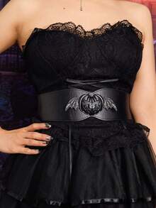 1pc Dark Black Punk Style Rhombus Pumpkin Bat Accessory Waist Cincher Suitable For Halloween Party - Black - View 2