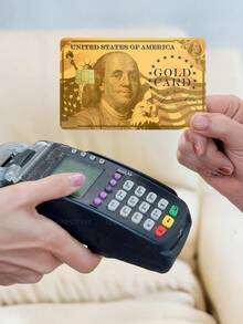 1pc Gold Official Credit Card Sticker Privacy Protection Card Skin, Wealth National Day Holiday Gift PVC Material Anti-Fingerprint Anti-Scratch Wear-Resistant Card Sleeve Skin, Suitable For Chip Cards, Bank Cards, Credit Cards, Transportation Cards, Student Campus Cards Personalized DIY - Multicolor - View 2