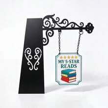 1pc Bookshelf Divider, Bookshelf Decor, Home Library Decor, Book Tavern Sign, Book Gift, Wooden Bookshelf Decoration, Home Library Decoration, Library Organizer! - A - View 12