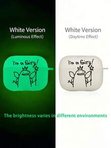 2D Flat Fluorescent Earphone Case With Minimalist Creative Frog Fairy Pattern Compatible With Airpods 4/3/Pro3/ Pro2/Pro, Special Holiday Gifts For Friend And Families - Frosted Transparent - View 1