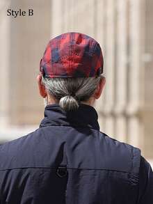 2 Gaya Topi Newsboy Kotak-kotak & Patchwork, Topi Beret Ivy Datar Vintage untuk Pria & Wanita - Kotak-kotak - View 9