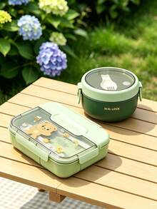 SEAL LOCK Cartoon Lunch Box, Large Capacity Student Campus Meal Box, Compartment Breakfast Bento Box, Fruit Fresh-Keeping Box, Office Worker Weight Loss Meal Box, Suitable For Company, School, Outdoor Picnic Camping Food Storage - Multicolor - View 7