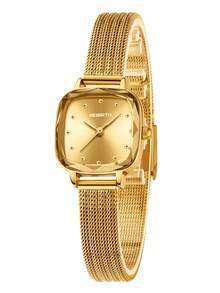 REBIRTH 1pc Women's Vintage Luxury Minimalist Fashion Casual Artistic Personalized Watch Suitable For Daily Wear - Gold - View 8