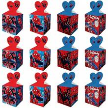 1set/12pcs Hero Style Heart-Shaped Premium Paper Candy Gift Boxes, Foldable Decorative Gift Boxes, Square Paper Gift Boxes For Snack And Candy Packaging, Ideal For Birthday Celebrations, Theme Home Parties, Indoor Gatherings, Costume Theme Events, Table Centerpiece Decoration, Giveaways And Holiday Party Atmosphere Decor - Multicolor - View 3