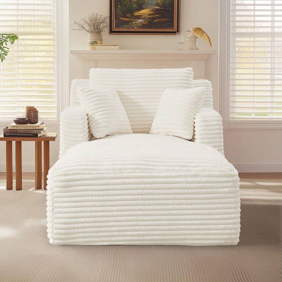 Sofa Bed Mattress - Cream + Corduroy + 1 Seat - View 1