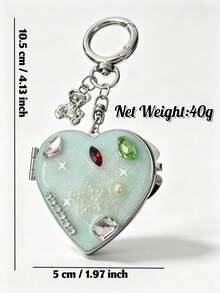 1PC Blue Heart Bow Keychains With Mirror, Double-Sided Compact Mirror Pendant For Bag Purse, Cute High-End Bag Charm, 2026 New Arrival Gift For Women - Multicolor - View 4