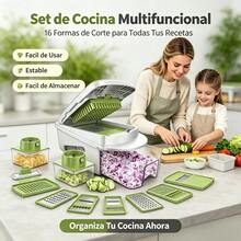 Herramienta Cortadora Manual Anti-Cortes con 8 Cuchillas, Corta Cebolla, Papa y Zanahoria en Segundos,Desmontable y fácil de limpiar, ideal para ensaladas y guisos. - Cortador de verduras 16 en 1 - Ver 1