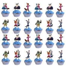 BUTTBILL Theme Cartoon Birthday Banner & Cake Topper Set, Judy Hopps Rabbit & Nick Wilde Fox Birthday Party Decorations - Multicolor - View 5