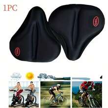 1pc Thickened & Widened Bicycle Silicone Seat Cover, Suitable For Mountain Bike And Road Bike/Stationary Exercise Bike/Indoor Cycling, Easy To Install, Central Groove Design, Breathable & Comfortable, Cycling Accessory, Seat Protector - Black - View 8
