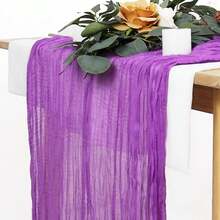 1pc Cheesecloth Table Runner, Semi-Transparent Gauze Tablecloth, Bohemian Or Rustic Style Wedding Table Decor, Suitable For Wedding Decoration, Arch Drapery, Bridal Shower, Holiday Party Decor - Multicolor - View 52