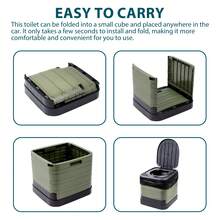 Crystals 24L Portable Folding Camping Toilet - Heavy Duty Foldable Commode For Outdoor & Emergency Use - Green - View 6