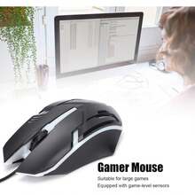 Ratón de Computadora con Cable, Puerto USB, Ratón Óptico Luminoso, Conexión Plug and Play, Operación Sencilla, Ideal para Juegos, Oficina y Negocios (Negro) - Negro - Ver 7