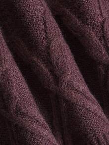 NiceArt Jaket Rajut Wol Campuran Argyle Lengan Panjang Leher V Warna Polos Gaya Retro untuk Wanita Musim Gugur dan Musim Dingin, Mantel Sweater untuk Pemakaian Sehari-hari - Burgundy - View 5