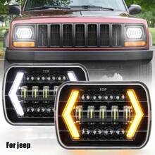 1Pc 12.7X17.78cm 17.78X15.24cm Rectangle LED Headlights Universal Hi-Lo Beam LED DRL Turn Signals For YJ 86-95 XJ 84-01 - A - View 7