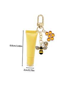 Lindo llavero de tubo de brillo labial con abeja y panal de strass, colgante de abeja de esmalte amarillo dulce para bolso, llavero de coche de moda, accesorio de bolso exquisito, fácil de usar, regalo perfecto para niñas y mujeres, recuerdo de boda práctico y elegante, regalo de fiesta, regalo de cumpleaños, regalo del Día del Maestro, regalo de vuelta a la escuela, artículo práctico esencial para el desplazamiento diario, la escuela y los viajes - Multicolor - Ver 11