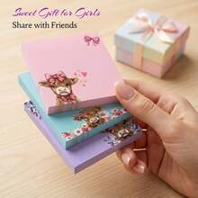 2pcs (Random Style & Color) Highland Cow Sticky Note Set, Cute Floral & Animal Stickers, Suitable For Home, School And Office Use, Ideal Valentine's Day Gift For Women, Also Learning Supplies - one-size - View 7