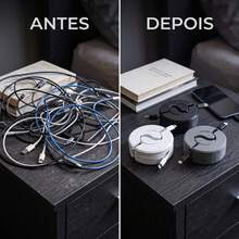 Organizador De Cabos Carregador Celular Compacto Até 2m | Organizador Compacto para Cabos USB, Tipo-C e Fone - Branco - Visão 3