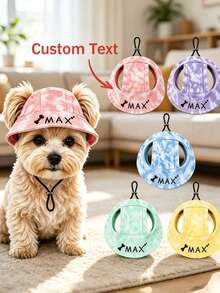 Personalized Dog & Cat Sun Hat, Customizable Name And Heart Bone Pattern, Ear-Exposed Summer Hat, 5 Colors Available, Pet Outdoor Walking And Grooming Accessory, Suitable For Small Dogs And Cats Gift - Multicolor - View 1