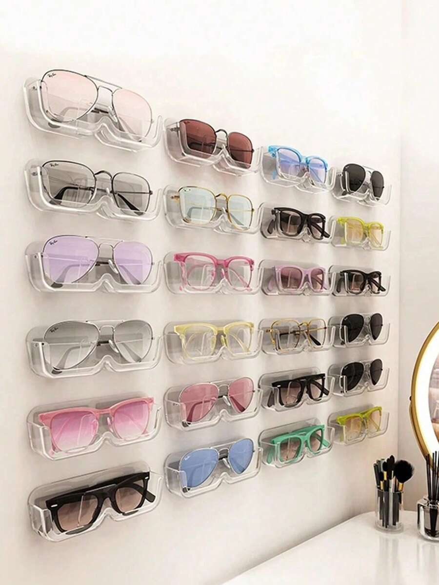 4pcs Transparent Eyeglass Storage Boxes, Suitable For Bedside Table And Bathroom. Hard Shell Protective Eyeglass Storage Boxes, No-Drill Design, Easy Access. Perfect For Halloween And Christmas Decor. - Multicolor - View 1