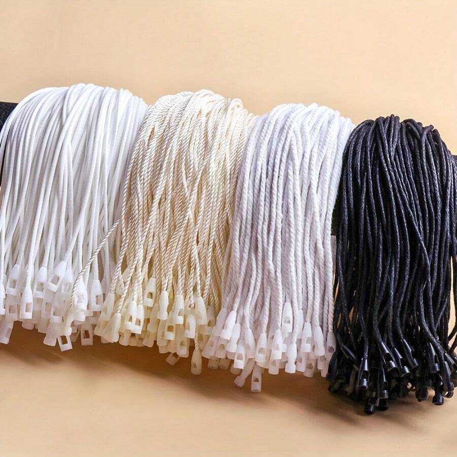 100pcs/Pack Premium Waxed Cord Bullet Head Hanging Beads Lanyard Tag Rope Clothing Label Rope Apparel Hang Tag Rope Plastic Buckle Hand Threading Rope Holiday - Multicolor - View 1