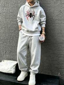 Men Hoodie Co-Ords - Grey - View 1