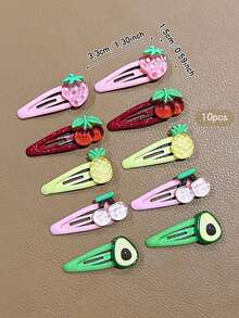 10 buah Jepit Rambut BB Motif Buah Warna-warni, Aksesori Rambut Gaya Manis, Cocok untuk Penggunaan Sehari-hari - MultiWarna - View 8