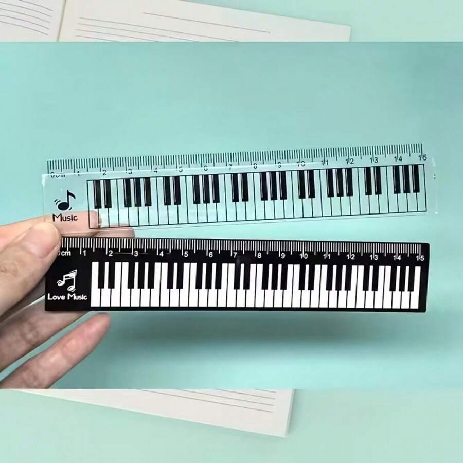 2 buah Penggaris Lurus Not Musik, Penggaris Keyboard Piano Gaya Musik Kreatif, Penggaris Dekorasi Not Musik Lucu, Hadiah Kreatif untuk Pecinta Musik, Penggaris Lurus Kunci Piano Hitam Putih, Penggaris Lurus Skala Garis Staf, Hadiah untuk Guru Musik, Alat Kantor Praktis - Berbagai gaya - View 1