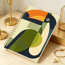 1Pc Abstract Geometric Toucan Art A5 Spiral Notebook, Black Spiral Ring, Suitable For Student Class Notes And Office Meeting Minutes, Portable Plan Book And Diary, Suitable For Professionals, Students And Office Use, Creative Gift Choice - Multicolor - View 4