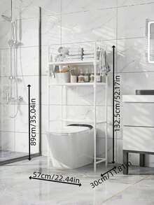 1pc Floor Standing Toilet Storage Rack, Black/White Balcony Storage Shelf, Bathroom Multi-Layer Organizer, Minimalist Washing Machine Rack. Suitable For Bathroom And Balcony. - Multicolor - View 13