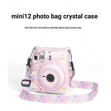 p+7 Camera Protective Case For Fujifilm Mini 12, Transparent Crystal Protective Cover, Camera Bag + Shoulder Strap + DIY Stickers 3-In-1 Set, Anti-Drop Portable Photo Storage - View 4