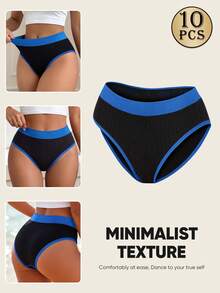 MEIYATING 10pcs Women's Seamless Low Waist No-Trace Fashion Colorblock Comfortable Fit Grey Panties - Multicolor - View 5