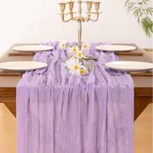 1pc Cheesecloth Table Runner, Semi-Transparent Gauze Tablecloth, Bohemian Or Rustic Style Wedding Table Decor, Suitable For Wedding Decoration, Arch Drapery, Bridal Shower, Holiday Party Decor - Multicolor - View 16