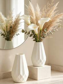 1pc Plastic Vase, Nordic White Plastic Vase, Unbreakable, Suitable For Tulip Flower Arrangement, Home Decor, Can Be Placed On Table, Bookshelf, Fireplace Mantel, Entryway, Dining Table Center, Decorative Room, Glass Vase - Multicolor - View 2