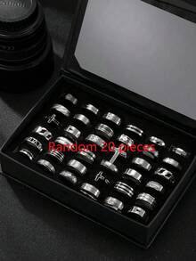 Set Cincin Stainless Steel Gaya Punk Gelap 8/10/12/20/30pcs, Elemen Laba-laba, Kelelawar, Salib, Angka Romawi, Cocok untuk Pemakaian Sehari-hari dan Aksesori Liburan, Tersedia Berbagai Gaya - MultiWarna - View 11