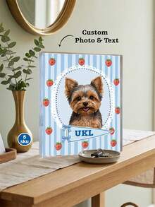 1pc Personalized College Pet Portrait Acrylic Block, Custom Dog Portrait Desk Decor, School Spirit Gift, Collegiate Dorm Room Decor,Pet Lover Gift,Pet Owner Keepsake - Multicolor - View 1