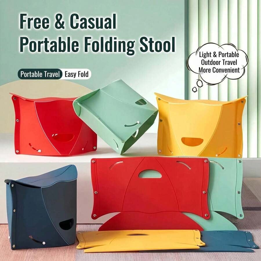 Foldable Portable Camping Hiking Stool With Carrying Bag Function, Lightweight Mini Foldable Travel Stool, Quick Setup, Suitable For Camping, Hiking, Picnic, Fishing, Subway, Outdoor Backpacking, Picnic, BBQ - Multicolor - View 1