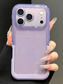 極簡純色透明手機殼，適用於 iPhone 17 Pro Max 17 Pro 17 16 15 14 13 Pro Max，鏡頭保護軟背蓋 - 淺紫/透紫 - 查看 3