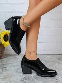 Spring/Autumn Casual Fashion Versatile Chunky Heel Slimming Japanese Style Women's Shoes - Black - View 4