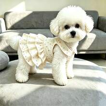 1 buah Rok Kue Berlapis untuk Anjing/Kucing Peliharaan, Gaun Putri Ringan dan Lembut untuk Musim Semi/Panas, Cocok untuk Teddy Poodle dan Hewan Peliharaan Kecil Lainnya - Putih - View 3