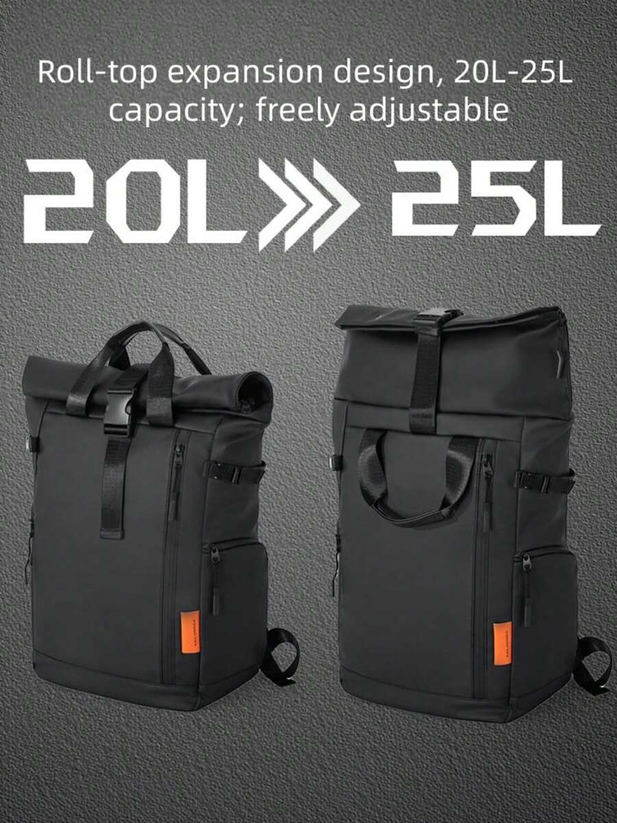 Ransel Pria Kasual Model Gulung Atas, Tas Laptop Kerja Warna Blok, Tas Sekolah Pelajar Kapasitas Besar yang Dapat Diperluas, Tas Tangan Perjalanan Multifungsi untuk Perjalanan Bisnis dan Aktivitas Luar Ruangan - MultiWarna - View 1