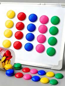 12/28/56pcs Round Whiteboard Magnets, Bulletin Board/Planner Magnets, 20mm Round Plastic Coated Magnetic Buttons, Fridge Whiteboard Magnets, Suitable For School, Office, Home - Multicolor - View 2