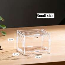 1pc Multi-Species High Transparency Acrylic Breeding Box, Minimalist Transparent Square Enclosure With Ventilation Holes And Snap-Lock Opening, Habitat And Breeding Box For Pet Snakes, Reptiles And Insects (Self-Assembly Required) - Clear - View 7