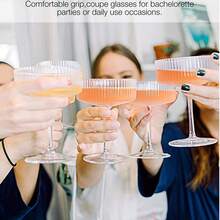 1/2/4/6/12pcs Ribbed Vintage Decorative Martini, Champagne And Cocktail Glasses, 8oz Rippled Cups, Indoor And Outdoor Gifts, Suitable For Weddings, Birthdays And Other Large Parties - View 7