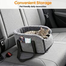 Senmeo Pet Car Booster Seat,Plush Lined Pet Car Carrier With Fixed Buckle And Bottom Straps,Storage Pocket & Cushion For Small Dog Cat Road Trip Pet Travel Carrier - Gray - View 5
