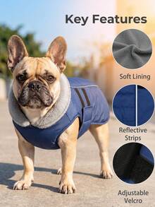 Winter Dog Coats, Anti-Frost Fleece Dog Vest, Cold Weather Dog Jacket With Reflective Panels - Features Adjustable Hook And Loop Straps For Easy On/Off, Suitable For Small, Medium, And Large Dogs - Royal Blue - View 10
