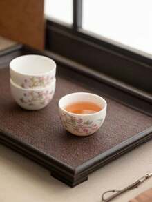 1pc/2pcs Hand-Painted Pastel Plum Blossom Porcelain Tea Cup Kung Fu Tea Set Tasting Cup Home Office Host Cup Small Teacup - White - View 5
